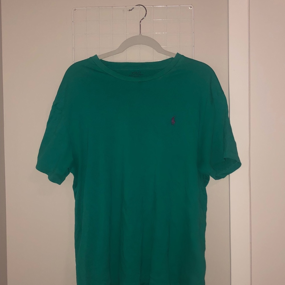 Teal Polo Tee w/ Purple Logo